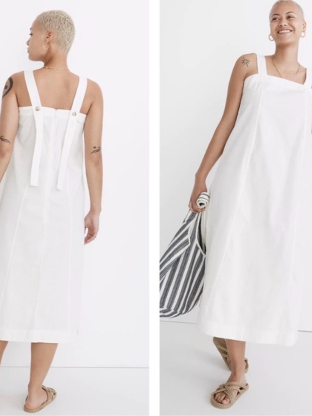 Madewell White Sleeveless Square-Neck Midi Dress - Women